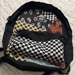 Vans Black and Red Patchwork Backpack